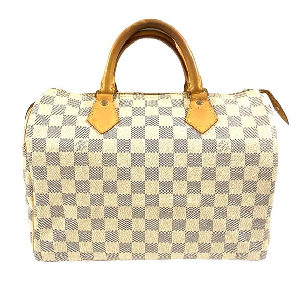 Louis Vuitton Handbags - Louis Vuitton Speedy 30 Damier Azur White Canvas Vintage LV Handbag Authentic